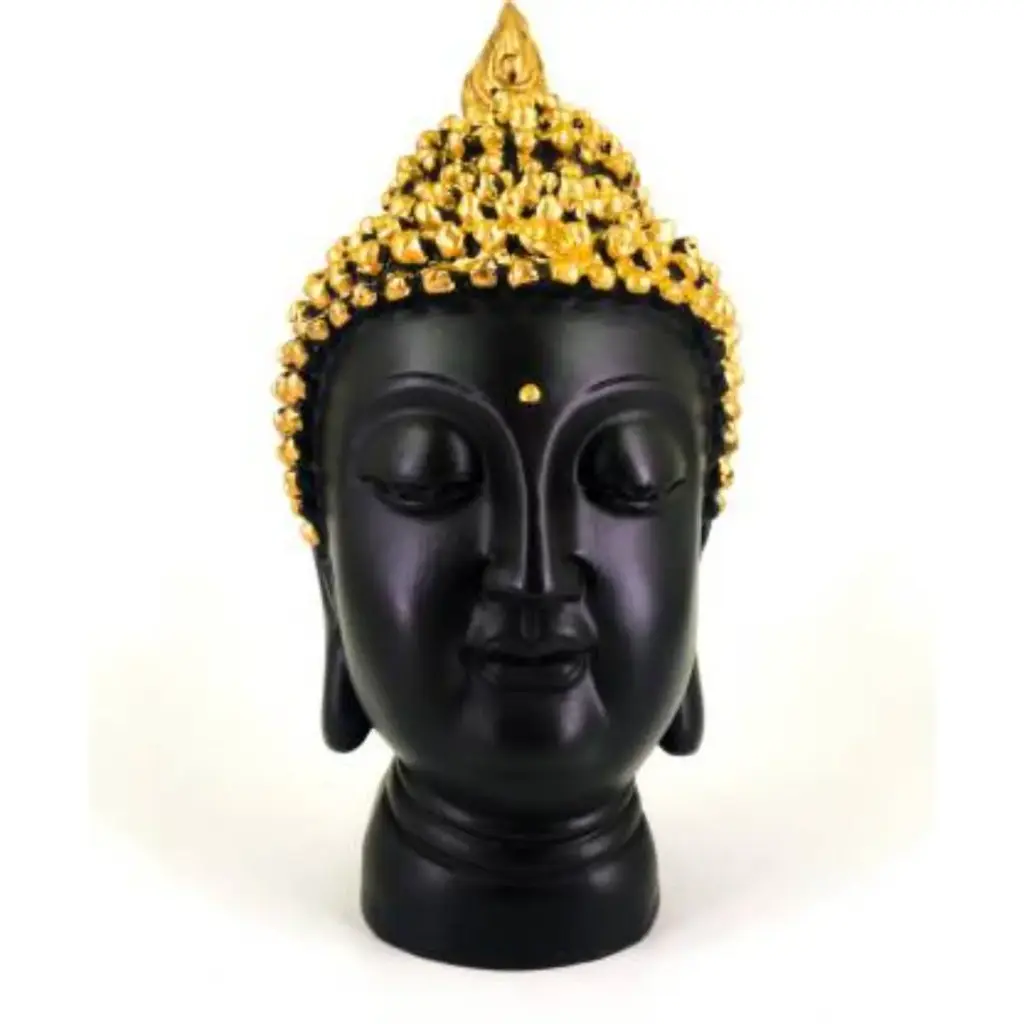 Meditating Buddha Head Face Figurine Black Statue for Home Decor(Small) | Resin Buddha Face Home Decor| Vastu Buddha face