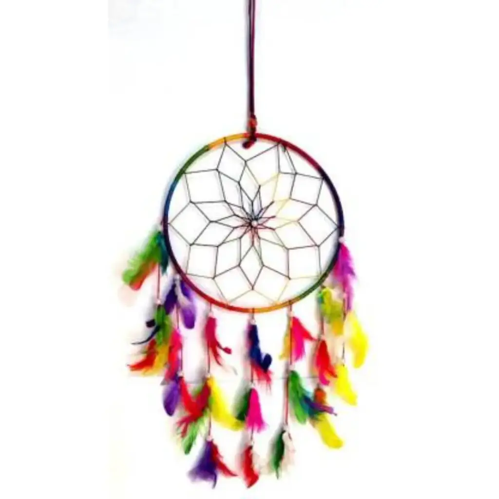 DREAM CATCHER Natural Feathers Multi Color Dream Catcher Wall Hanging for Positive Energy and Protection