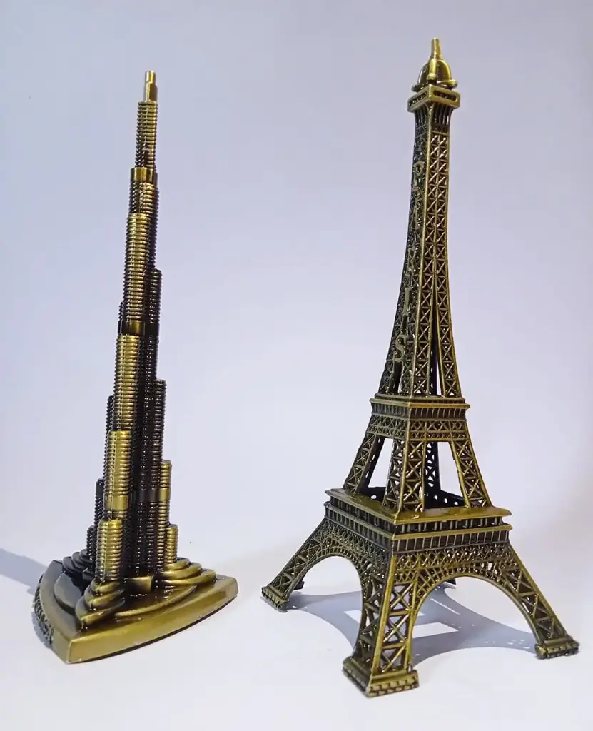 Metal Combo Eiffel Tower & Burj Khalifa for Home Decor