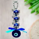 Blue Evil Eye Three Horse Silver Beads