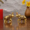 Metal Elephant Pair Set of 2 for Home and Office Decorative Showpiece and Gift Items (Metal, Gold), Animal
