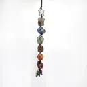 7 Chakra Hanging Ornament - Gemstones Reiki Healing Crystals + Indoor Good Luck Decor + Yoga Meditation Protection + Tumbled Palm Stones