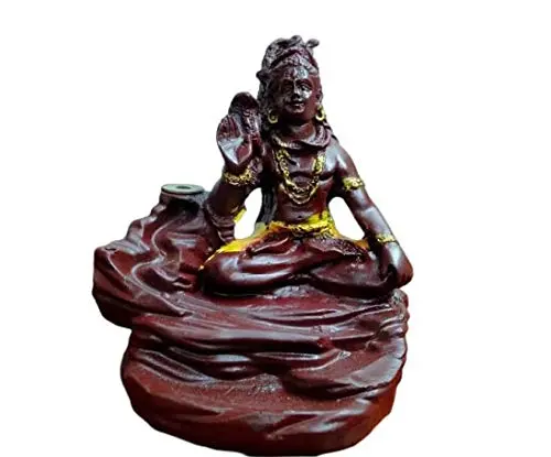 brown Lord Shiva Adiyogi Shiva Backflow Smoke Fountain