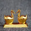 Metal Double Duck Shape Chandan Roli Kumkum Chawal Box Home Decorative Items Chopda for Pooja and Gift Purpose