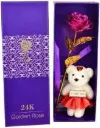 Gold Plated Rose with Romantic I Love You Teddy Bear Valentine Gifts for Girlfriend Birthday Gift for Girls Romantic Proposal Gifts