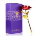 Gifting Valley Red & Golden Rose With Gift Box Red Rose Artificial Flower  (10 inch, Pack of 1, Single Flower)   085